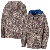 Philadelphia 76ers DKNY Sport Women's Gabriella Windbreaker Half-Zip Hoodie Leopard - NBA