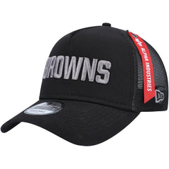 Cleveland Browns New Era x Alpha Industries A-Frame 9FORTY Trucker Snapback Hat Black | NFL