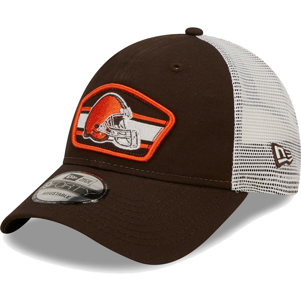 Cleveland Browns New Era Logo Patch Trucker 9FORTY Snapback Hat Brown/White | NFL