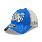 Los Angeles Rams New Era Devoted Trucker 9TWENTY Snapback Hat Royal/Natural | NFL
