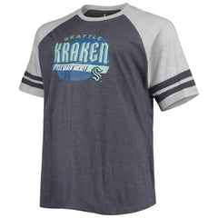 Seattle Kraken Big & Tall Raglan T-Shirt - Heathered Deep Sea Blue - NHL