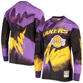 Los Angeles Lakers Hardwood Classics Hyper Hoops Moto Sublimated Long Sleeve T-Shirt Purple - NBA