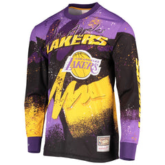 Los Angeles Lakers Hardwood Classics Hyper Hoops Moto Sublimated Long Sleeve T-Shirt Purple - NBA