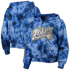 Philadelphia 76ers Women's Galaxy Sublimated Windbreaker Pullover Full-Zip Hoodie Royal - NBA