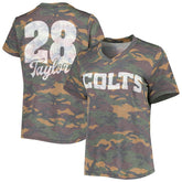 Jonathan Taylor Indianapolis Colts Majestic Threads Women's Name & Number V-Neck Tri-Blend T-Shirt Camo | NFL