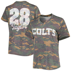Jonathan Taylor Indianapolis Colts Majestic Threads Women's Name & Number V-Neck Tri-Blend T-Shirt Camo | NFL