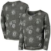Brooklyn Nets Girls Youth Back in Action Long Sleeve T-Shirt Heathered Black - NBA