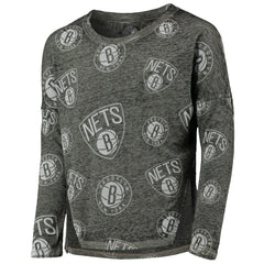 Brooklyn Nets Girls Youth Back in Action Long Sleeve T-Shirt Heathered Black - NBA