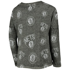 Brooklyn Nets Girls Youth Back in Action Long Sleeve T-Shirt Heathered Black - NBA