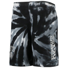 Brooklyn Nets Youth Santa Monica Tie-Dye Shorts Black - NBA