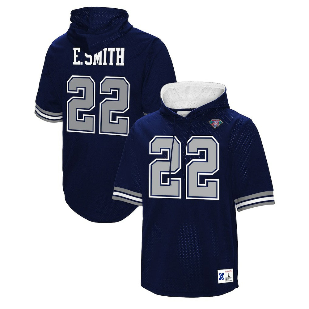 Emmitt Smith Dallas Cowboys Retired Player Mesh Name & Number Hoodie T-Shirt Navy | Mitchell & Ness