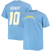 Justin Herbert Los Angeles Chargers Big & Tall Player Name & Number T-Shirt Powder Blue | Fanatics