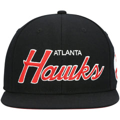 Atlanta Hawks Hardwood Classics Script 2.0 Snapback Hat Black - NBA