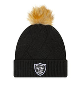 Las Vegas Raiders New Era Women's Snowy Cuffed Knit Hat with Pom Black | NFL