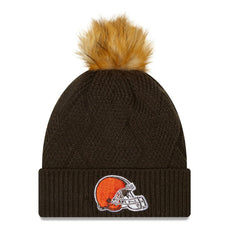 Cleveland Browns New Era Women's Snowy Cuffed Knit Hat with Pom Brown | NFL