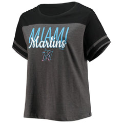 Miami Marlins Women's Plus Size Colorblock T-Shirt - MLB