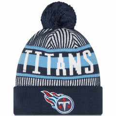 Tennessee Titans New Era Striped Cuffed Knit Hat with Pom Navy | NFL