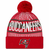 Tampa Bay Buccaneers New Era Striped Cuffed Knit Hat with Pom Red | NFL