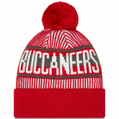 Tampa Bay Buccaneers New Era Striped Cuffed Knit Hat with Pom Red | NFL