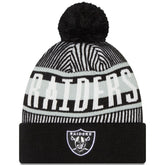 Las Vegas Raiders New Era Striped Cuffed Knit Hat with Pom Black | NFL