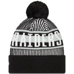 Las Vegas Raiders New Era Striped Cuffed Knit Hat with Pom Black | NFL