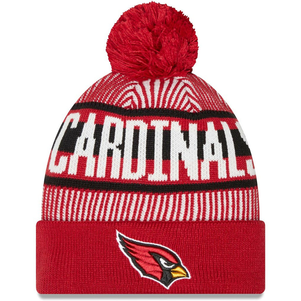 Arizona Cardinals New Era Striped Cuffed Knit Hat with Pom Cardinal | NFL