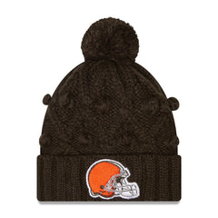Cleveland Browns New Era Girls Youth Toasty Cuffed Knit Hat with Pom Brown | NFL
