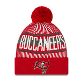 Tampa Bay Buccaneers New Era Youth Striped Cuffed Knit Hat with Pom Red | NFL