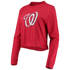 Washington Nationals New Era Women's Baby Jersey Cropped Long Sleeve T-Shirt - MLB