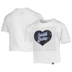 Colorado Rockies New Era Girls Youth Flip Sequin Heart Crop Top - MLB