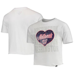 Washington Nationals New Era Girls Youth Flip Sequin Heart Crop Top - MLB