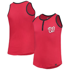 Washington Nationals New Era Girls Youth Henley Tank Top - MLB