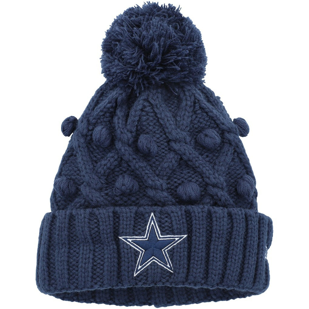 Dallas Cowboys New Era Girls Youth Toasty Cuffed Knit Hat with Pom Navy | NFL
