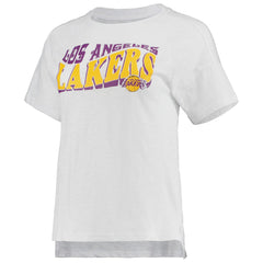 Los Angeles Lakers Concepts Sport Women's Resurgence Slub Burnout Raglan Top & Shorts Sleep Set Charcoal/White - NBA