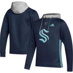 Seattle Kraken adidas Skate Lace Primeblue Team Pullover Hoodie - Deep Sea Blue - NHL