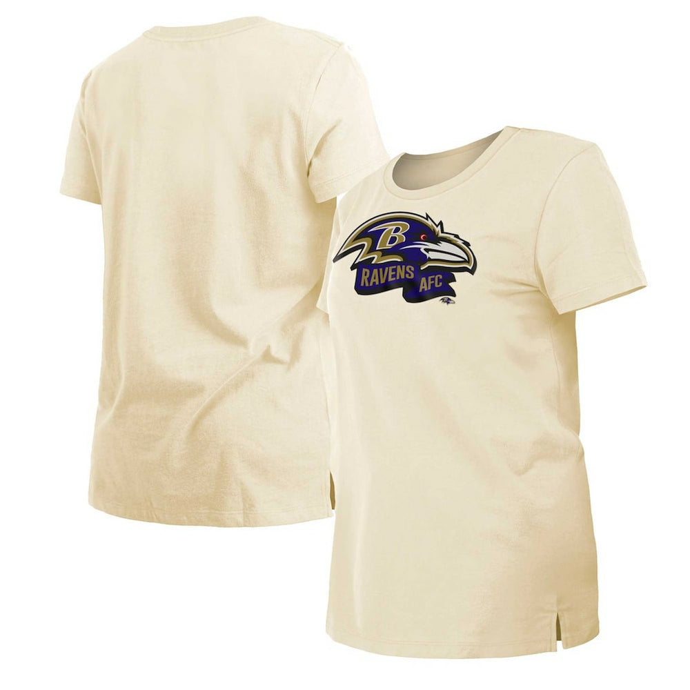 Baltimore Ravens New Era Women's Chrome Sideline T-Shirt Cream | NFL