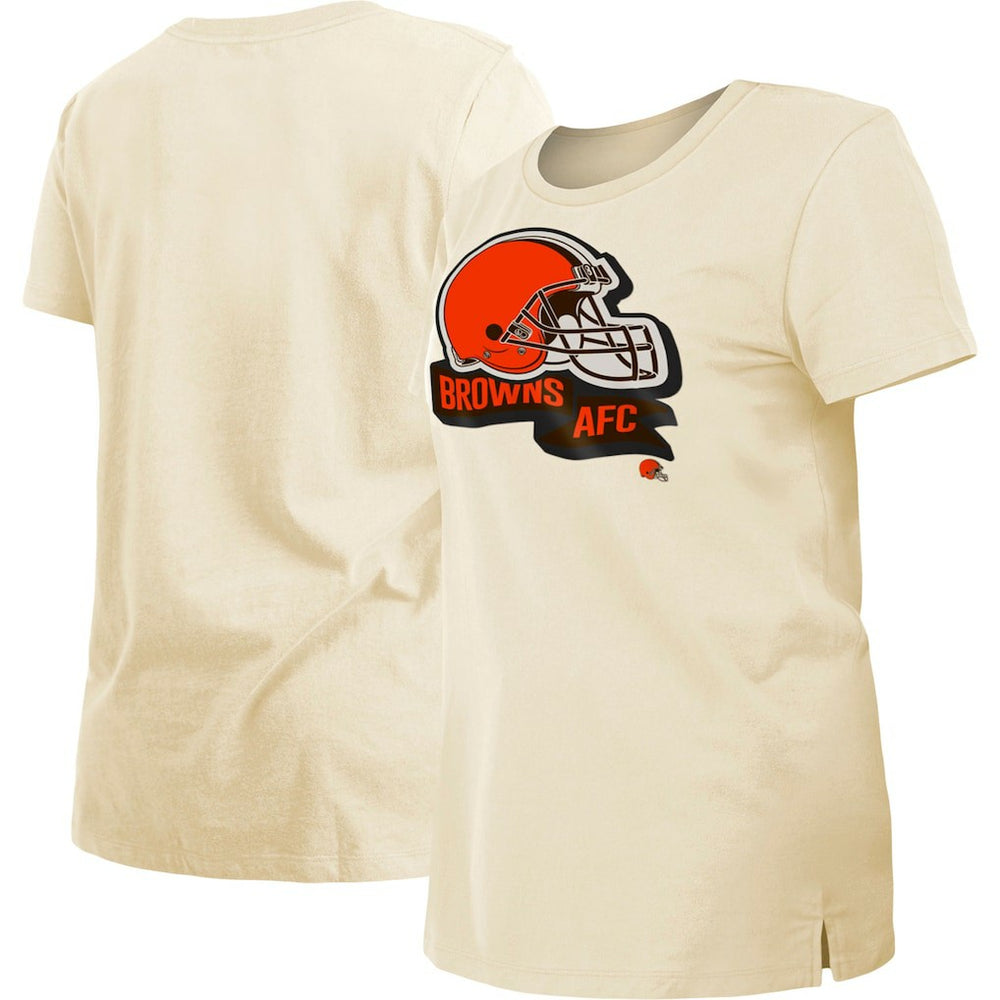 Cleveland Browns New Era Women's Chrome Sideline T-Shirt Cream | NFL