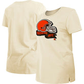 Cleveland Browns New Era Women's Chrome Sideline T-Shirt Cream | NFL