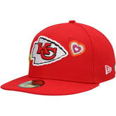 Kansas City Chiefs New Era Chain Stitch Heart 59FIFTY Fitted Hat Red | NFL