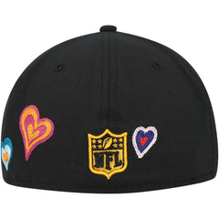 Pittsburgh Steelers New Era Chain Stitch Heart 59FIFTY Fitted Hat Black | NFL