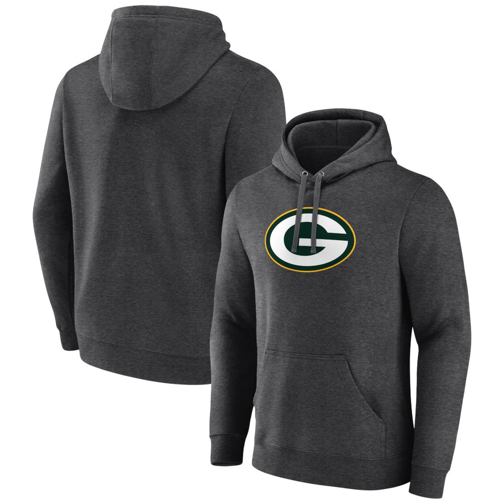 Green Bay Packers Primary Logo Fitted Pullover Hoodie Charcoal | NFL