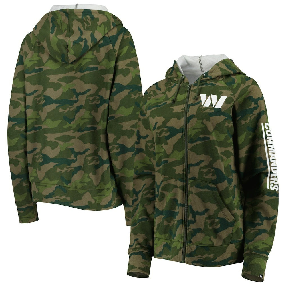 Washington Commanders New Era Women's Raglan Full-Zip Hoodie Camo | NFL