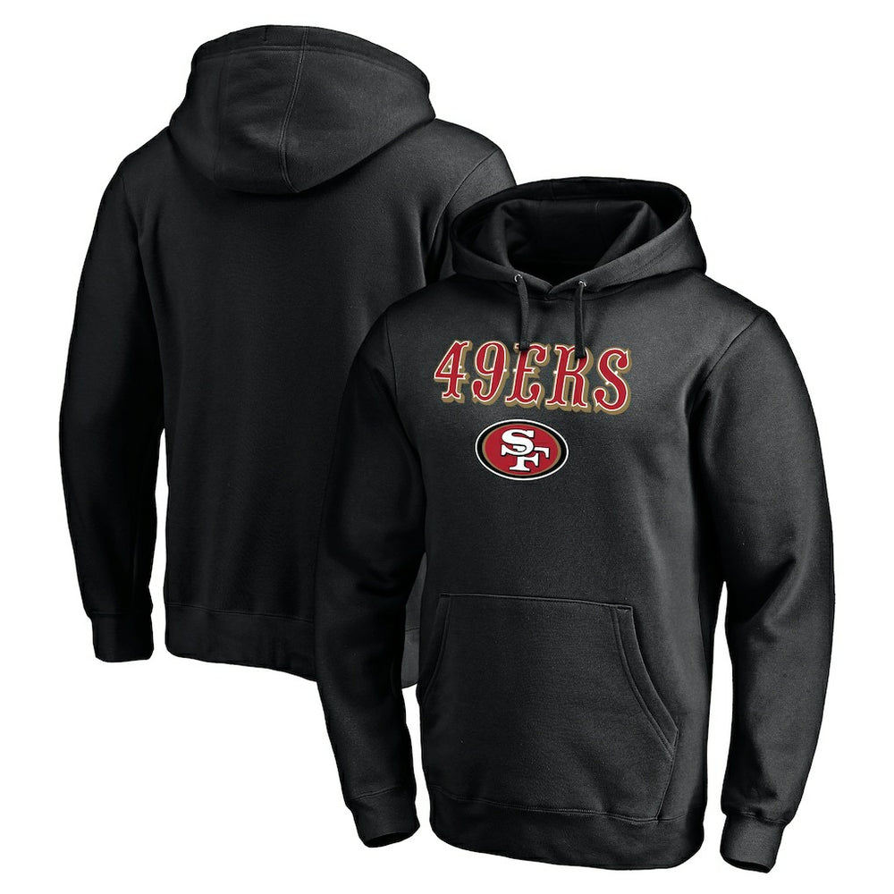 San Francisco 49ers Logo Team Lockup Fitted Pullover Hoodie Black | NFL