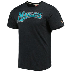 Miami Marlins Homage Hand-Drawn Logo Tri-Blend T-Shirt - MLB
