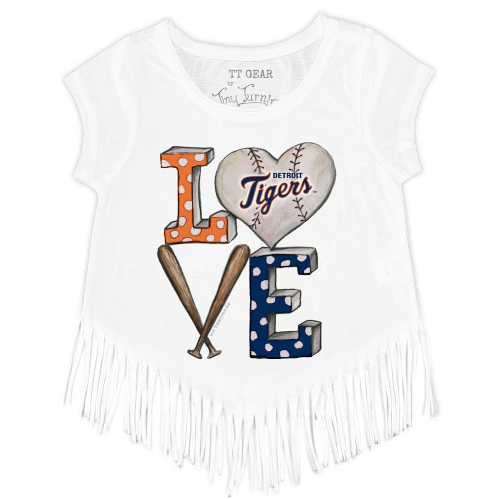Detroit Tigers Tiny Turnip Girls Youth Baseball Love Fringe T-Shirt - MLB