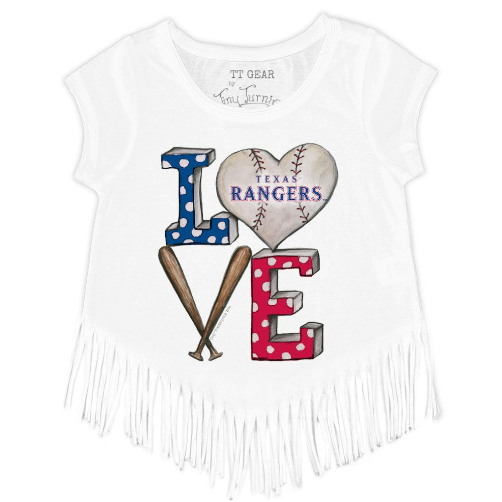 Texas Rangers Tiny Turnip Girls Youth Baseball Love Fringe T-Shirt - MLB