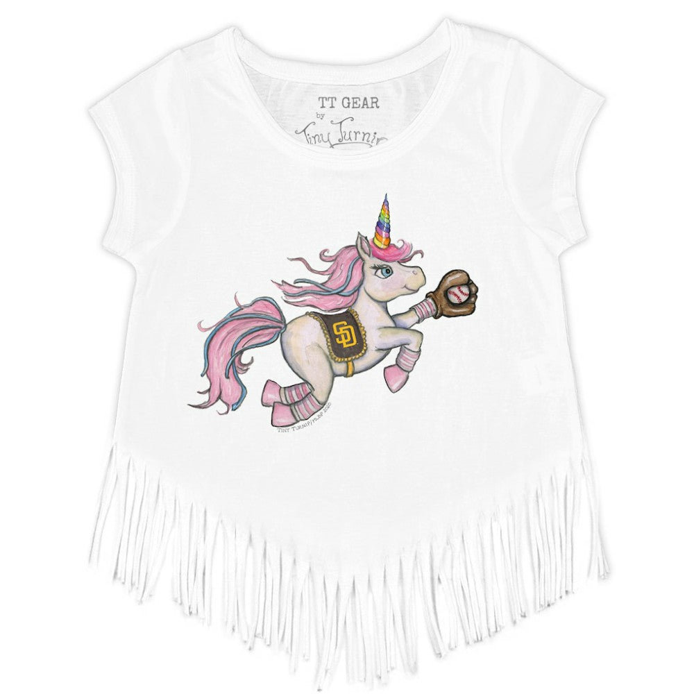 San Diego Padres Tiny Turnip Girls Youth Unicorn Fringe T-Shirt - MLB