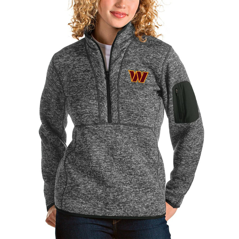 Washington Commanders Antigua Women's Fortune Quarter-Zip Pullover Jacket Heathered Charcoal | NFL