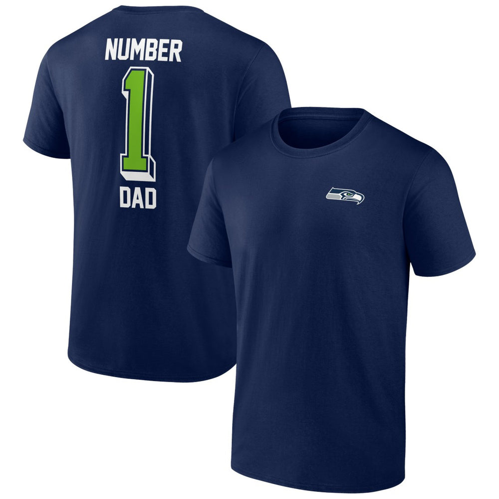 Seattle Seahawks Number One Dad T-Shirt College Navy | NFL
