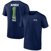 Seattle Seahawks Number One Dad T-Shirt College Navy | NFL